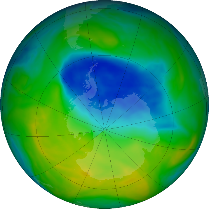 Antarctic ozone map for 15 November 2016